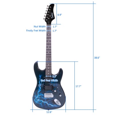 Glarry GST-E Electric Guitar Full Size Rosewood Fingerboard HH Pick-up Back Black image 8