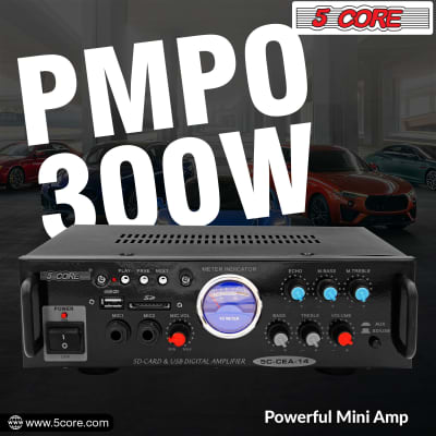5 Core Car Amplifier 300W Dual Channel Amplifiers Car Audio w MOSFET Power Supply Premium Amp with EQ Control 2 Mic 1 USB and SD Card Input CEA 14 image 2