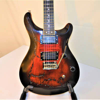 Tsunami Fractal Guitars Blood Red Sunset 2022 - Hand Laid Tru Oil On Red Transparent Stain image 9