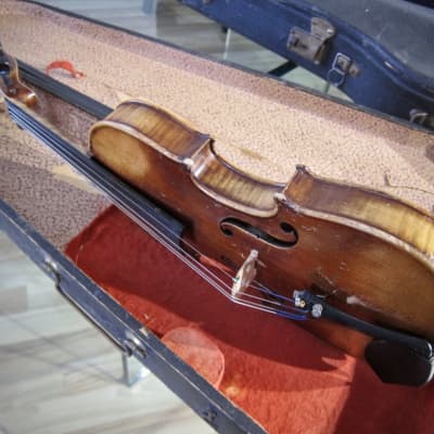 Vintage German 1/2 Size Violin & Coffin Case 1930s Brown Varnished High Quality Small Violin image 7