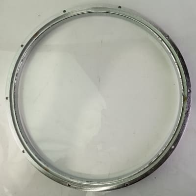 Pearl 14" Die Cast Rim Snare Drum Batter Hoop Chrome-Aluminum Vintage 80s 10Lug image 7