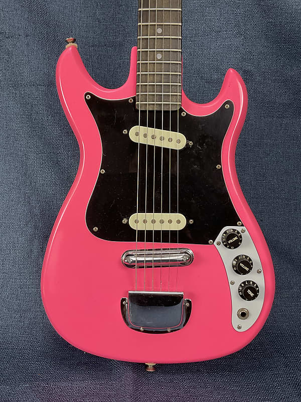 Killer 1970s Cort “Slammer” Mini-Electric Guitar in Nu-Glo Pink - MIJ (Teisco/Harmony H804) image 1
