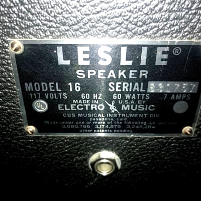 Leslie Model 16 Rotating Speaker with Guitar Interface and Pedal + Cable 1960's image 4
