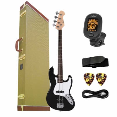 Artist AJB Black Bass Guitar w/ Accessories & Tweed Hard Case for sale