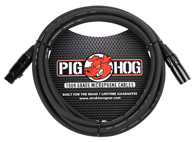 Pig Hog 10' 8mm XLR Tour Grade Microphone Cable Black PHM10