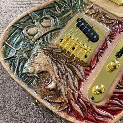 Natural Mystic (Rasta Lion) Carved 2023 Woodruff Brothers Guitars - Satin Lacquer (open pore) image 2