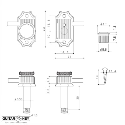 Immagine NEW Gotoh SD90-SLB MGT MAGNUM LOCKING Tuners L3+R3 w/ Black Buttons 3x3 - NICKEL - 2