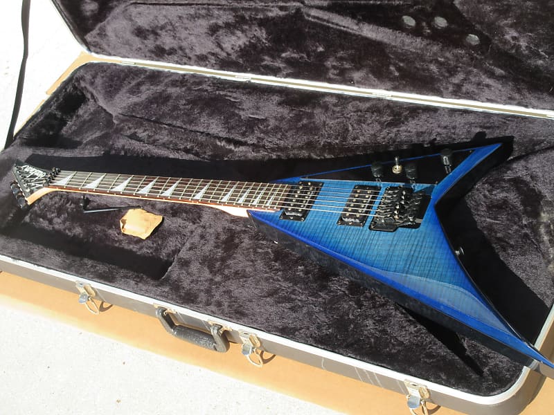 Jackson Randy Rhoads Flying V Blue Burst Flametop Guitar