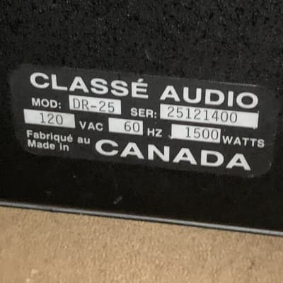 Classe Audio DR-25 Stereo Power Amplifier ~ 250 Watts/Channel, 1000 Watts Mono, Made in Canada image 2
