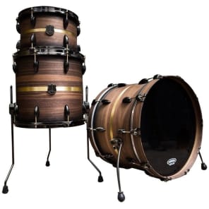 T Berger Drums Mahogany/Walnut/Brass Drum Set - 22x16 / 10x7 / 16x16 image 2