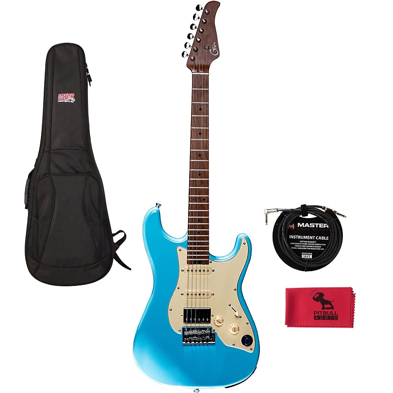Mooer GTRS S801 Standard 801 Guitar, Sonic Blue w/ Gig Bag Cable Cloth
