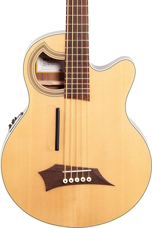 Warwick RockBass Alien Deluxe Hybrid Thinline 5-String Acoustic-Electric Bass Guitar, Spruce Top, Natural Transparent Satin image 1