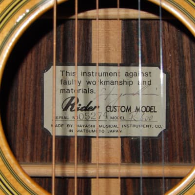MADE IN JAPAN 1976 - RIDER R600 - ABSOLUTELY AMAZING - MARTIN D28 STYLE - ACOUSTIC GUITAR image 3