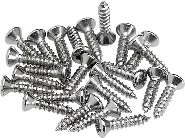 Fender Chrome Pickguard and Control Plate Mounting Screws 1/2" Phillips Head-Pack of 24 image 1