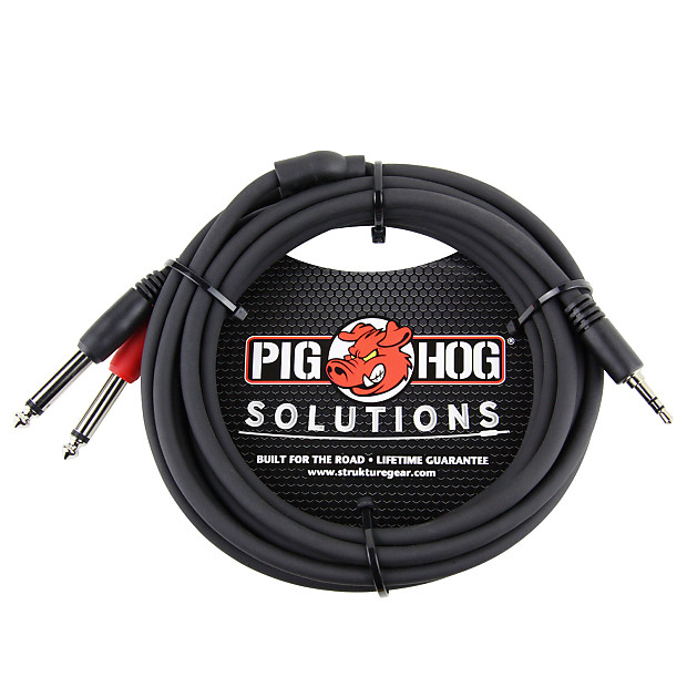 Pig Hog PB-S3410 3.5mm TRS to Dual 1/4" TS Stereo Breakout Cable - 10' image 1
