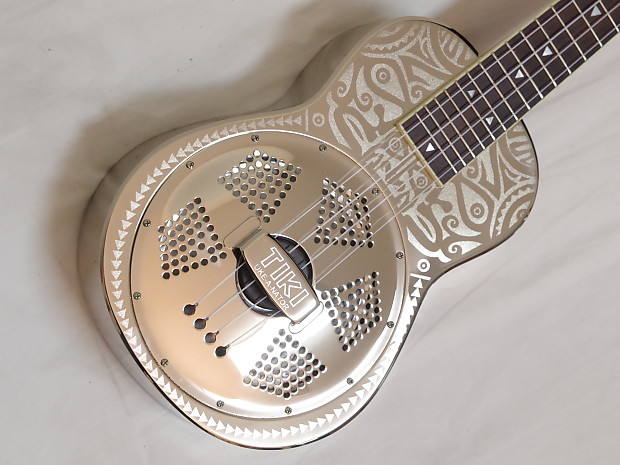 LUNA Tiki Concert UKENATOR resonator UKULELE new UKE w CASE Chrome Plated