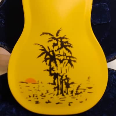 National Reso-Phonic Triolian Polychrome 12 Fret 2023 Yellow/Gold with Palm Tree Scene image 4