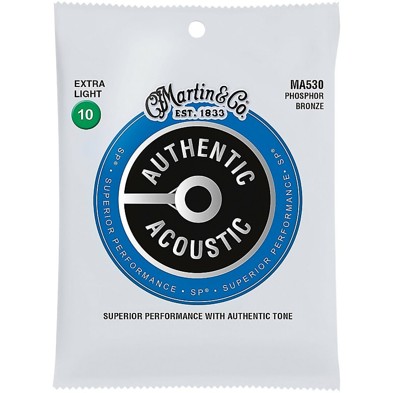 Martin MA530 92/8 Authentic Acoustic SP® Bronze Guitar Strings Extra Light .010-.047 image 1