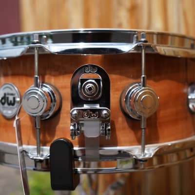DW + USA + Collectors Exotic Natural Fiddleback Eucalyptus 5 1/2 x14" Snare Drum=NOS image 4