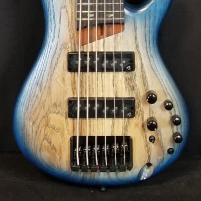 Ibanez SR606E SR Standard 6 String Bass, Ash Body, Cosmic Blue Starburst Flat image 7