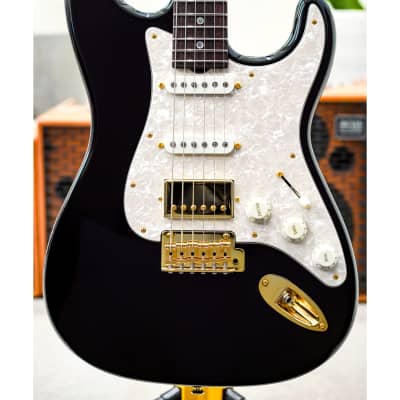 Don Grosh 30th Anniversary Limited Edition NOS Retro SSH-Black w/Highly Figured 5A Roasted Birdseye Maple Neck, Indian Rosewood Fingerboard & Gold Hardware image 1