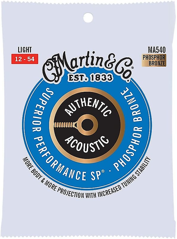 Martin Strings MA540 Phosphor Bronze Authentic Acoustic Guitar Strings Light 12-54 image 1