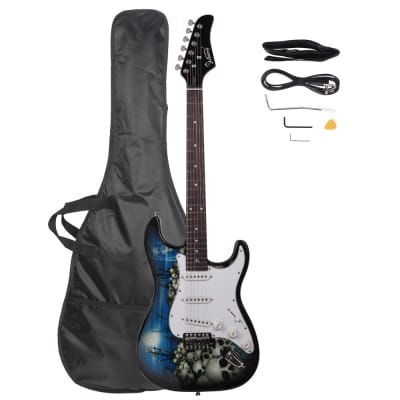 Glarry GST-E Rosewood Fingerboard Electric Guitar Blue Guitar + Bag + Accessories image 1