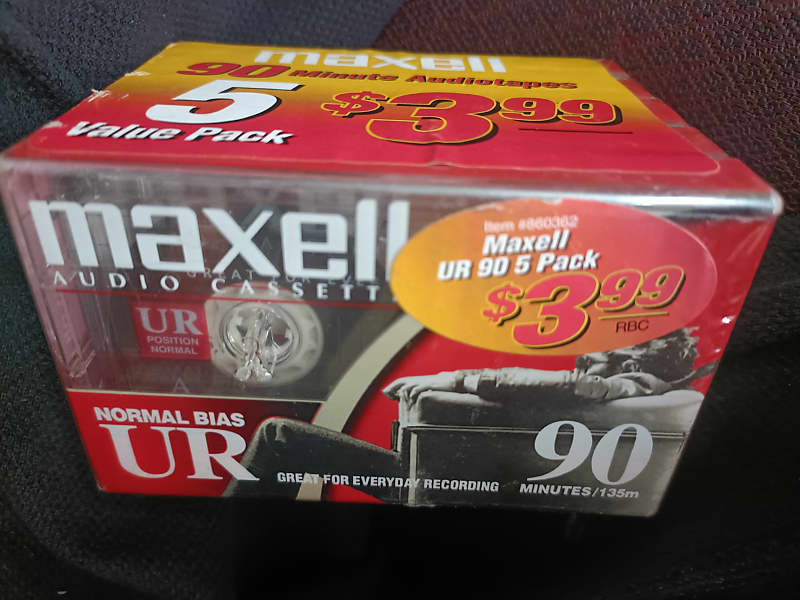 Maxell UR 90 Pack Of 5 Blank Audio Cassettes 1980's