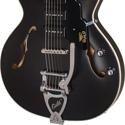 Guild Starfire I Jet 90 Semi Hollow Electric Guitar, Satin Black image 1