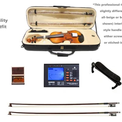 Cecilio 4/4 Advanced Level Violin Featuring Aged 7+ Years - Solid Spruce Top Highly Flamed One-Piece Maple Back and Sides All-Ebony Components, Independent Fine-Tuners, Brazilwood Bows, Hand-Rubbed Oil Finish... image 2
