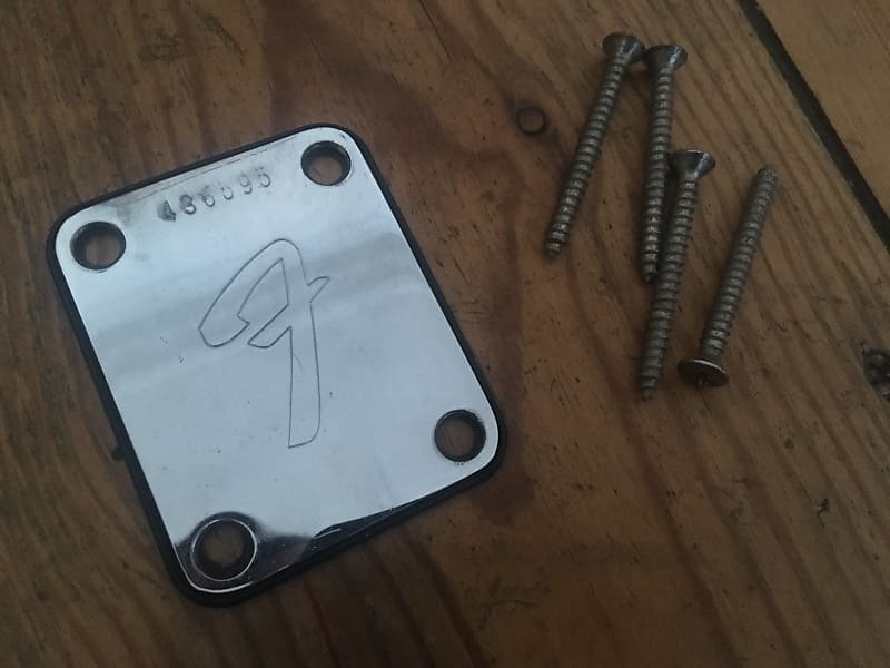 Original Fender 1973 F Neck Plate + Screws & Original Gasket Reverb
