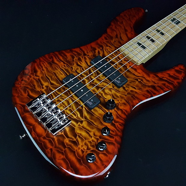 Used Spector USA Coda 5 DLX XL Ultra Amber Burst, Aguilar Singles