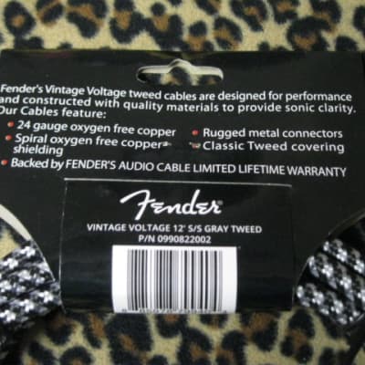 new A+ (with packaging) Fender Vintage Voltage Straight-Straight Instrument Cable 12 ft. Gray Tweed, p/n: 0990822002 image 10