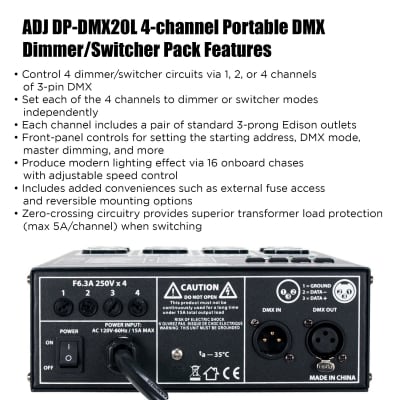 ADJ Lighting DP-DMX20L Universal 4-Channel Portable DMX Dimmer/Switch Pack image 3