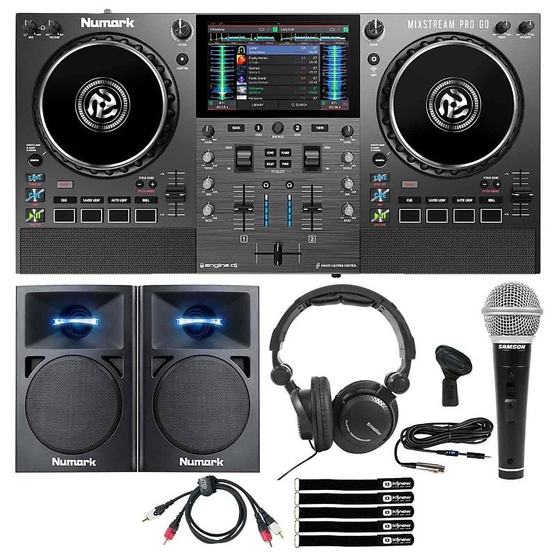 Numark MIXSTREAM PRO GO Battery Powered Streaming DJ Controller w Studio  Monitors