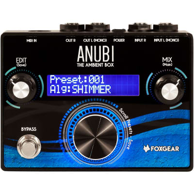 FoxGear Anubi Ambient Box Reverb Effects Pedal Regular Black and Blue for sale