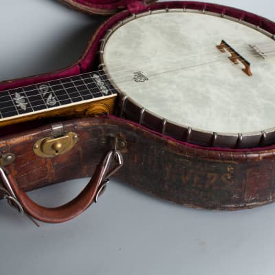 Fairbanks  Whyte Laydie # 7 Owned and Used by Otis Mitchell 5 String Banjo (1909), ser. #25729, genuine alligator hard shell case. image 12