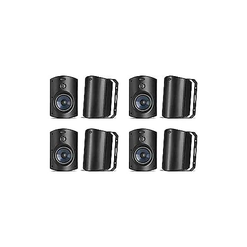 Polk Audio Atrium 5 Outdoor Speakers with Bass Reflex Enclosure | 8 Speaker Pack (4 Pairs, Black) - All-Weather Durability | Broad Sound Coverage | Speed-Lock Mounting System | 8 Speakers (Black) image 1