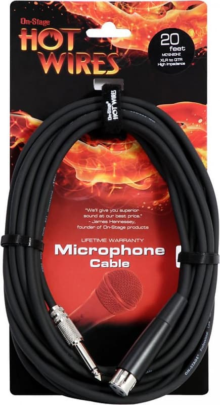 Hi-Z Microphone Cable (20&#039;, XLR-QTR)  			