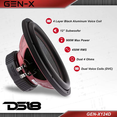 DS18 - GEN-X124D - 12" Aluminum Voice Coil Subwoofer - Dual 4 Ohms image 5
