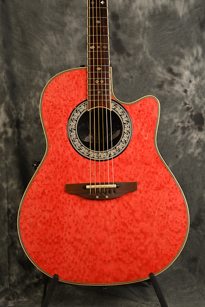 Ovation 1528 Ultra Super Shallow Bowl Acoustic Electric 80s Trans Pink  Birdseye Maple w Factory Case