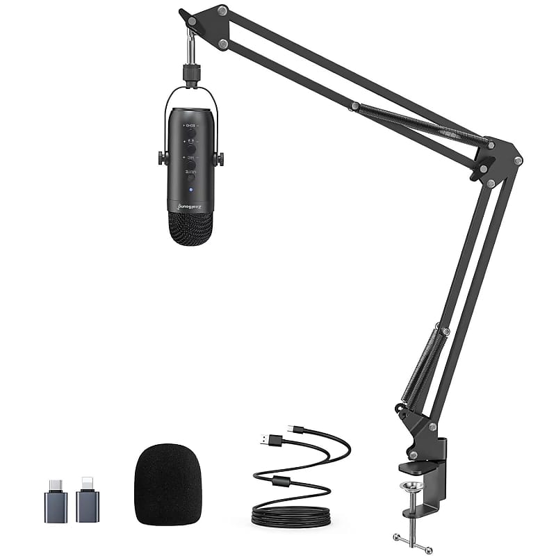 USB Condenser Microphone + Stand for Podcast Gaming Singing Vlogging 
