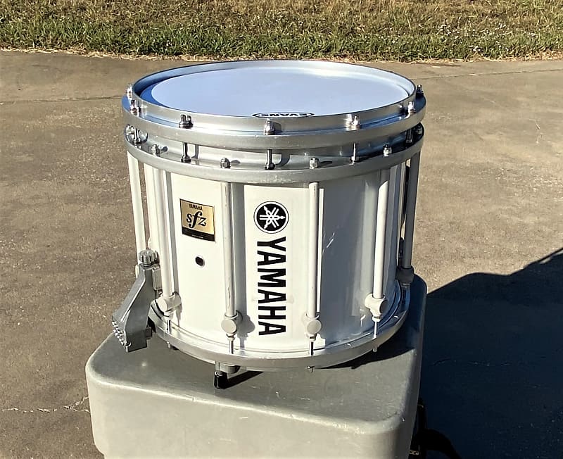 Yamaha SFZ 12x14 White Marching Snare Drum, Case & Carrier Reverb