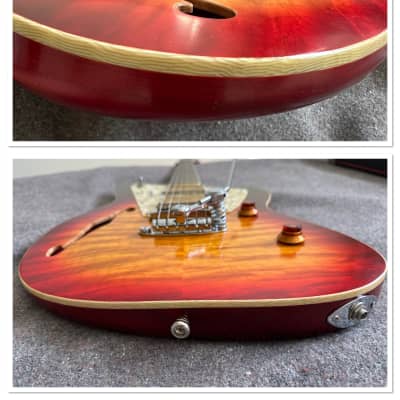 2022 Rufini Montefalco Aged Cherry Sunburst Nitro Stainless Steel Frets AAA Quilt Curly Maple Top AAA Birdseye Neck Duesenberg Vibrato MINT image 13