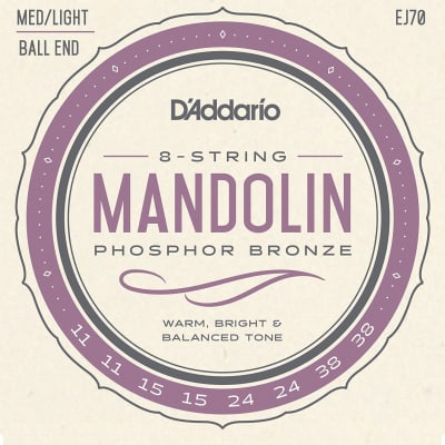 D'Addario EJ70 Phosphor Bronze Mandolin Strings Ball End  Medium/Light 11-38
