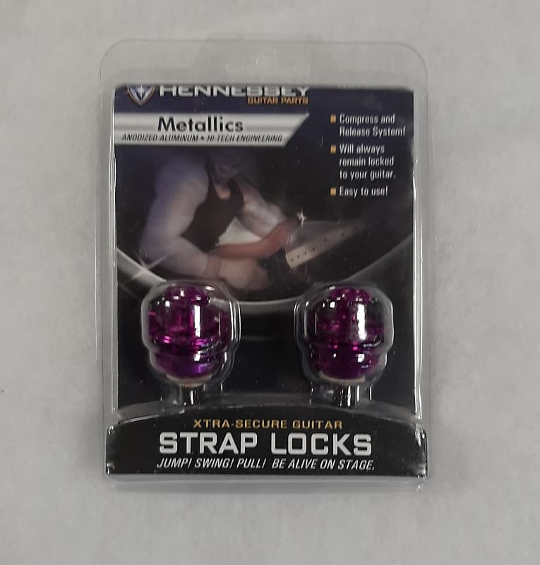 Hennessey Guitar / Bass Universal Strap Locks, Metallic Reverb