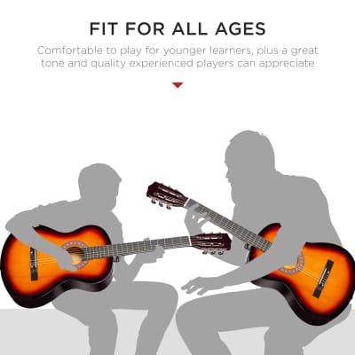 Best Choice Products Beginner Acoustic Guitar Set w/ Case, Strap, Strings - 38in-Natural Mahogany image 25
