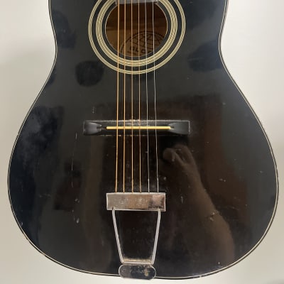 Harmony Global black acoustic guitar 3/4 size 1960s - Black image 2