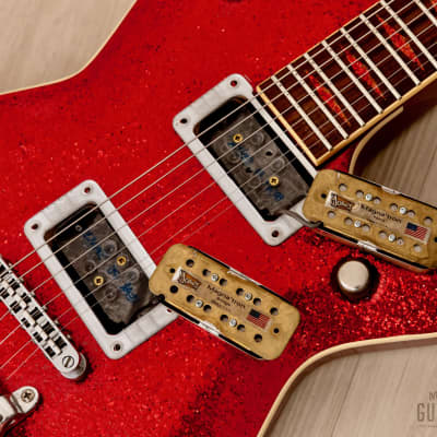 GMP Roxie Duo Jet-Style Guitar Red Metalflake w/ TV Jones MagnaTron Pickups, Case image 15