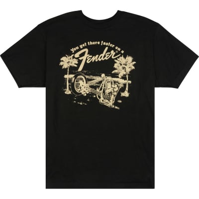 Fender "You'll Get There Faster On a Fender" Vintage Ad T-Shirt - Large